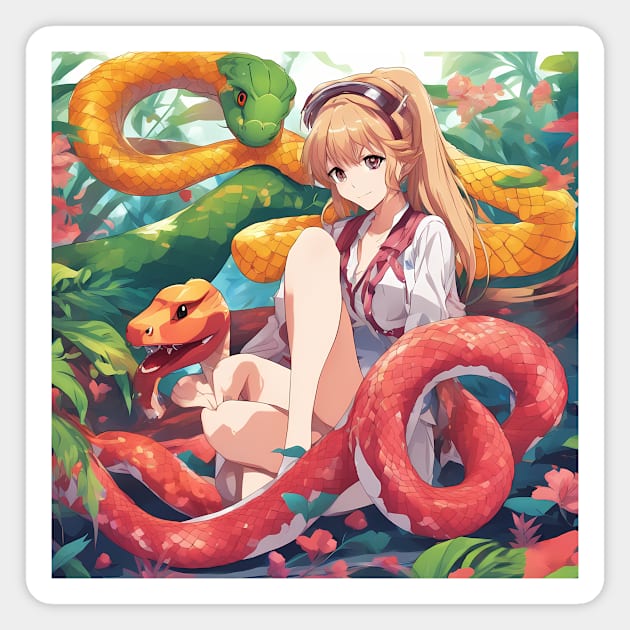 adventure snake red Magnet by animegirlnft